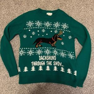Weenie dog / dachsund ugly Christmas sweater size XS